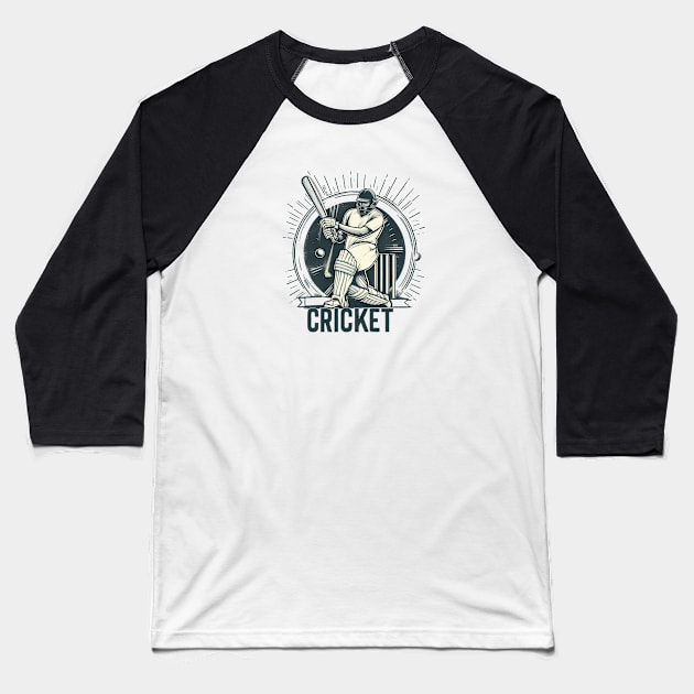 Cricket Player Baseball T-Shirt by TaevasDesign